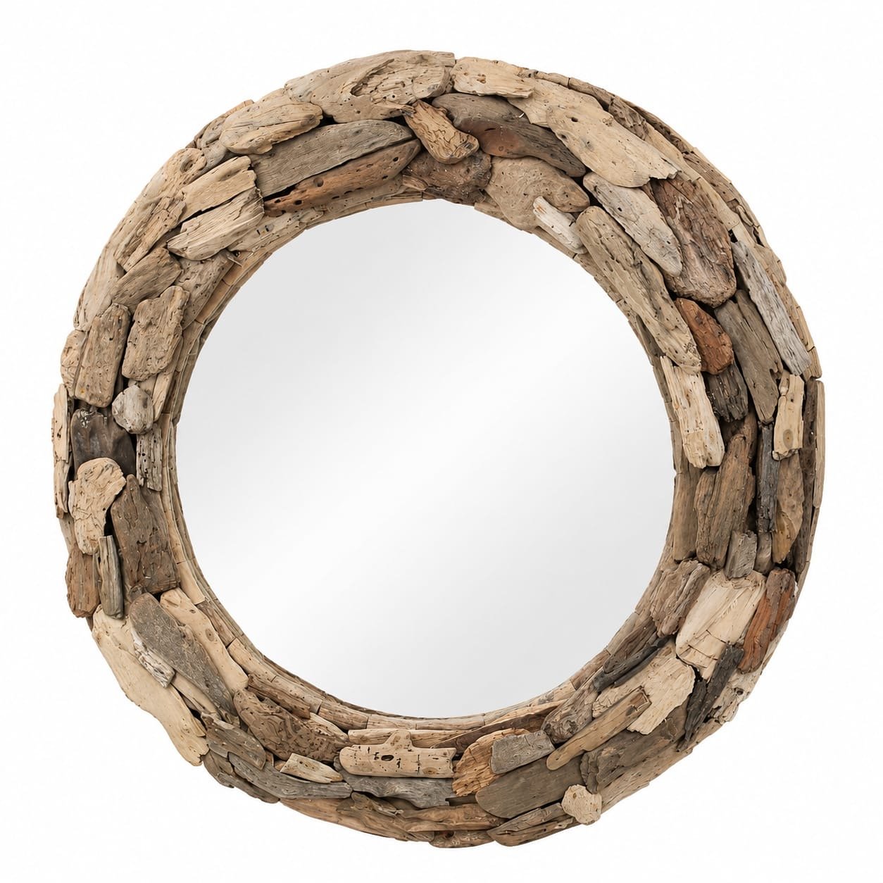 Miroir rond bois flotté