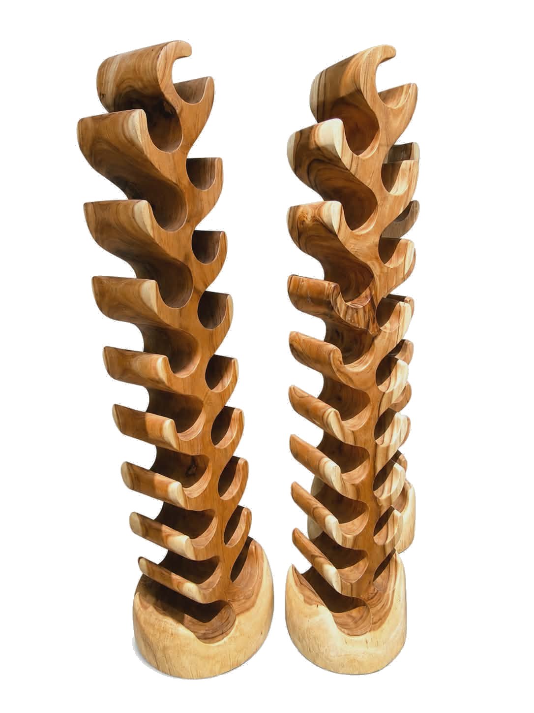 Porte-bouteille teck forme arbre