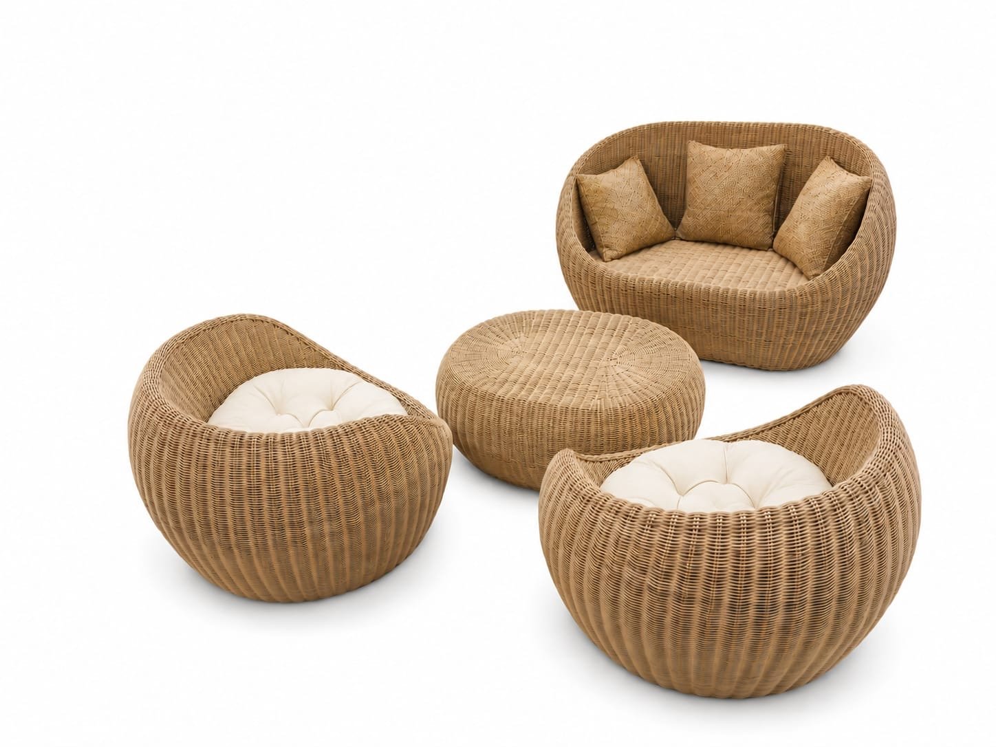 Salon rotin tressé (4 pièces)